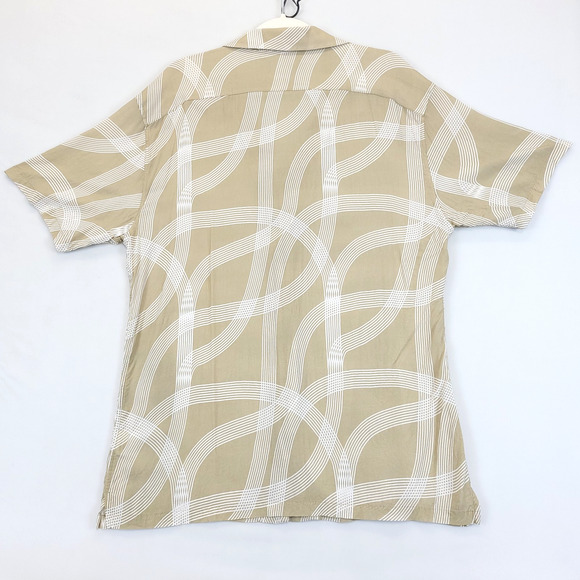 Tailored Athlete Button Up Shirt Curve Stripe Men XXL Tan White Short Sleeve - Picture 2 of 11